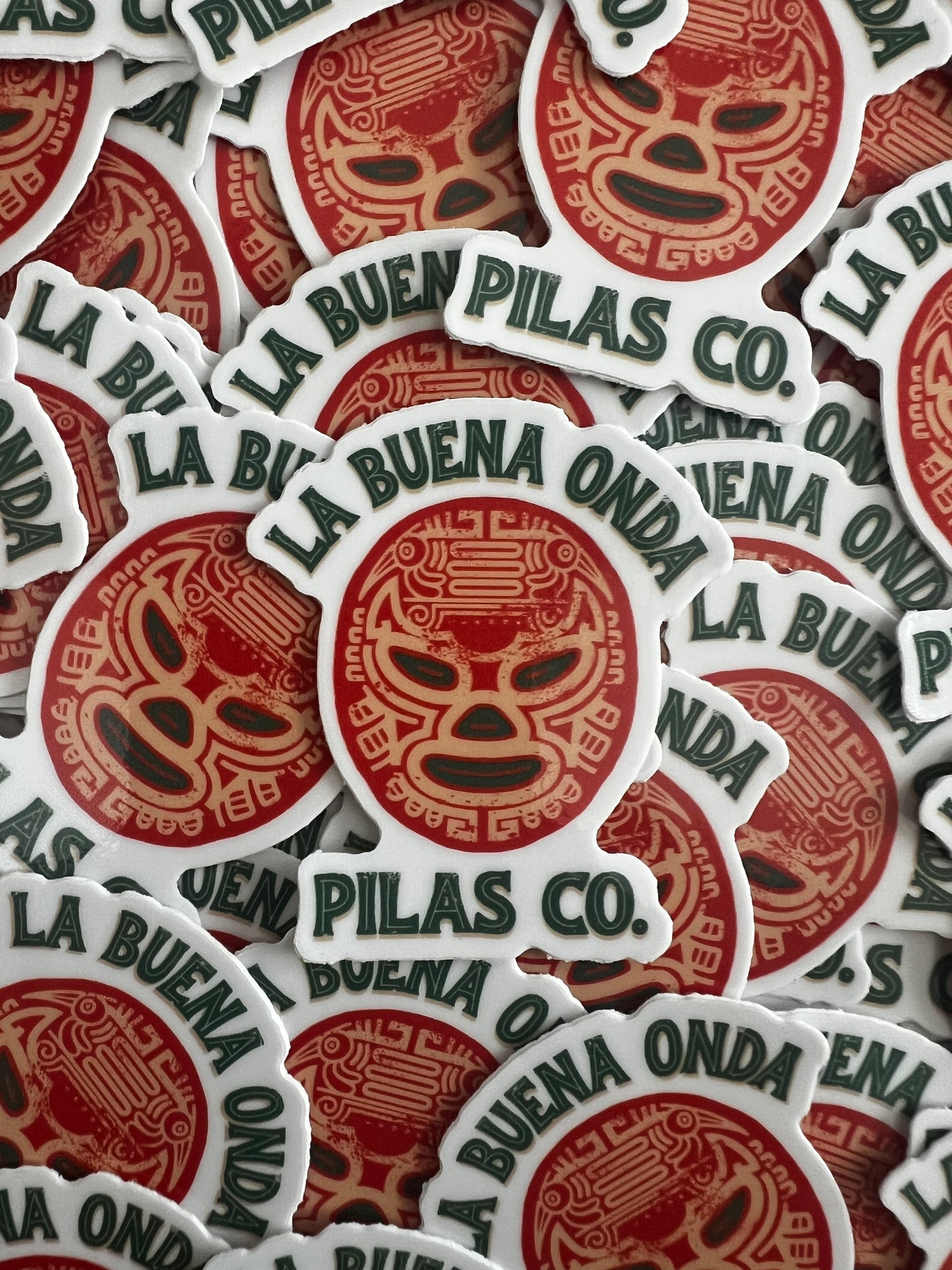 La Buena Onda luchador mask stickers by Pilas Clothing Co - Mexican wrestling inspired Latino pride decals