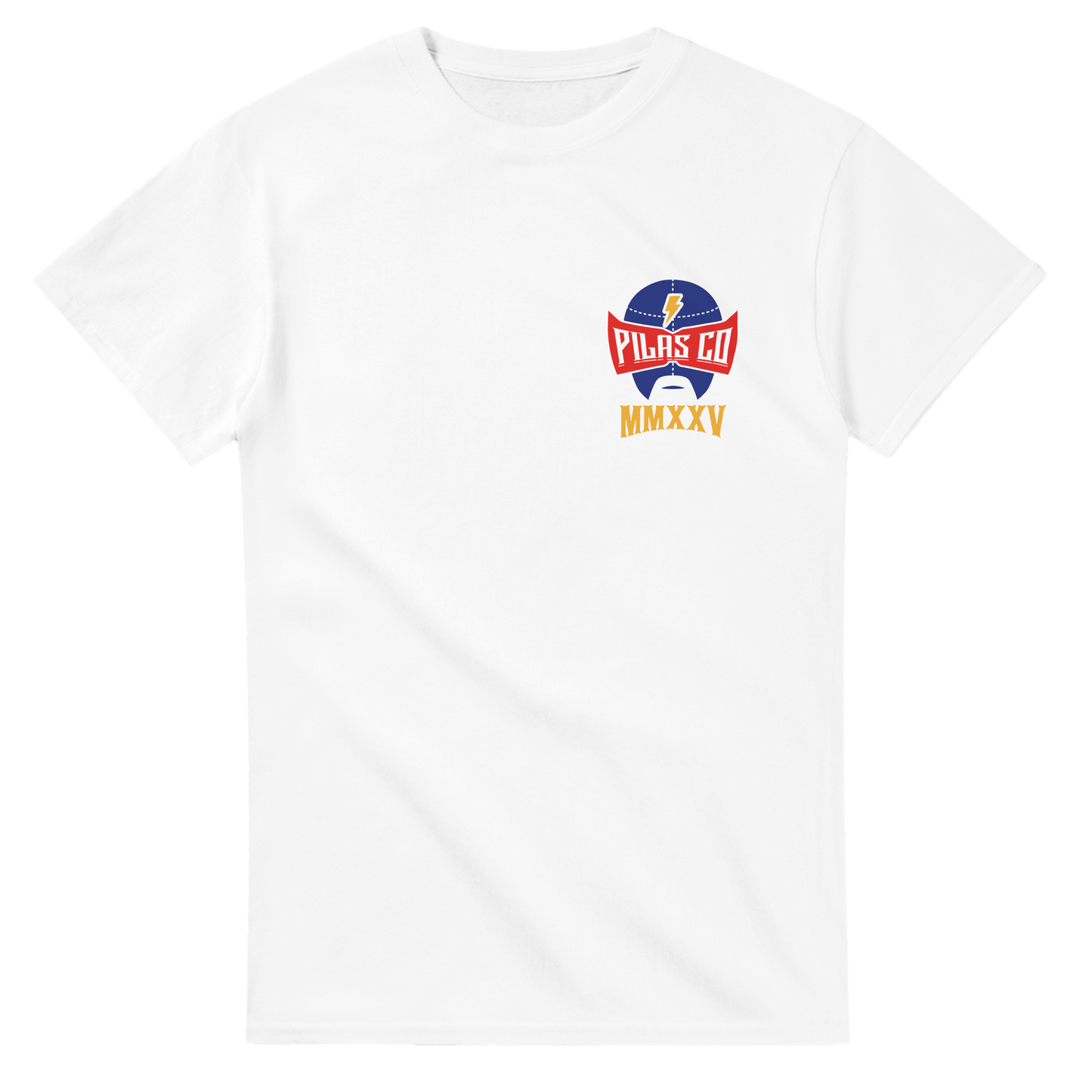 PLP Lucha t-shirt front blue red gold colors Latino fighting spirit