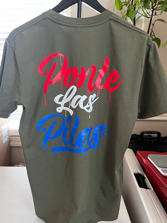 Ponte Las Pilas military edition army green t-shirt - Latino workwear apparel for veterans and workers