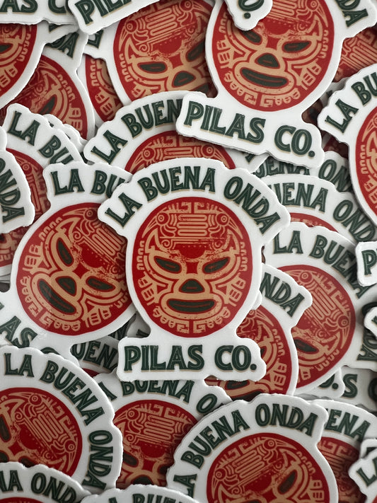 La Buena Onda luchador mask stickers by Pilas Clothing Co - Mexican wrestling inspired Latino pride decals