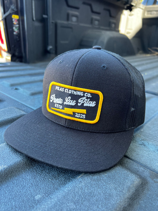 Pilas Clothing Co Ponte Las Pilas trucker hat - charcoal mesh snapback cap for Latino construction workers
