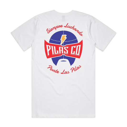 PLP Lucha t-shirt back view Siempre Luchando design Latino workwear